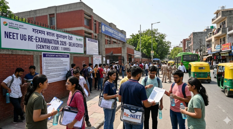 NEET UG Re-Examination Delhi Candidates at Exam Center